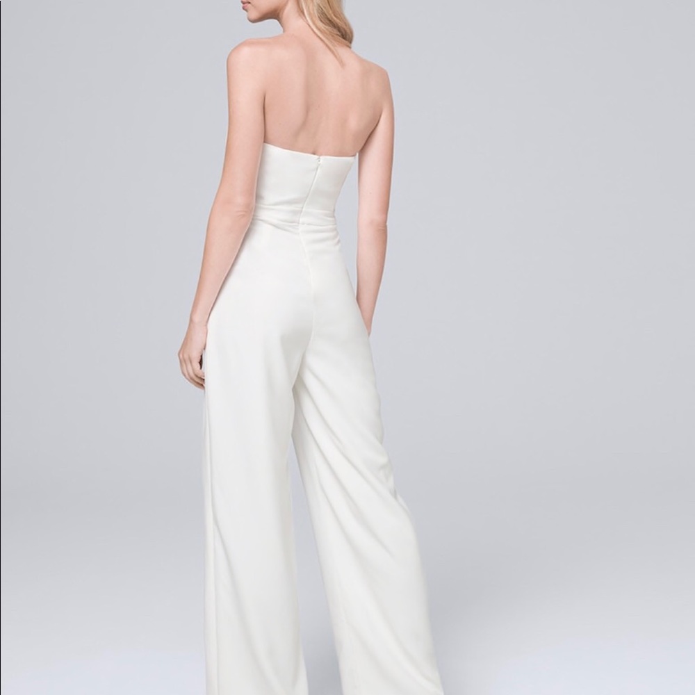 WHBM | White Strapless Split-leg Jumpsuit - Picture 2 of 5